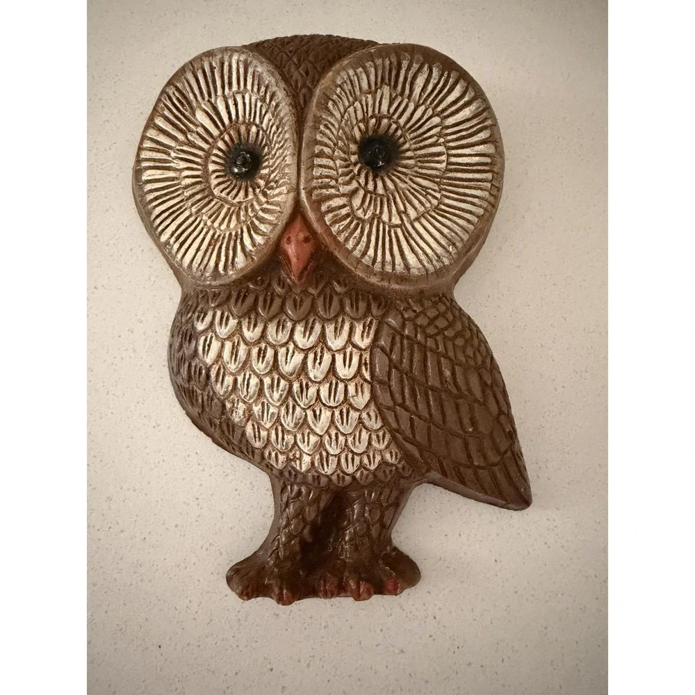 Vintage Owl Family 70s Foam Craft 3D Big Eyes Wall Hangers Set Of 3 Owls Decor